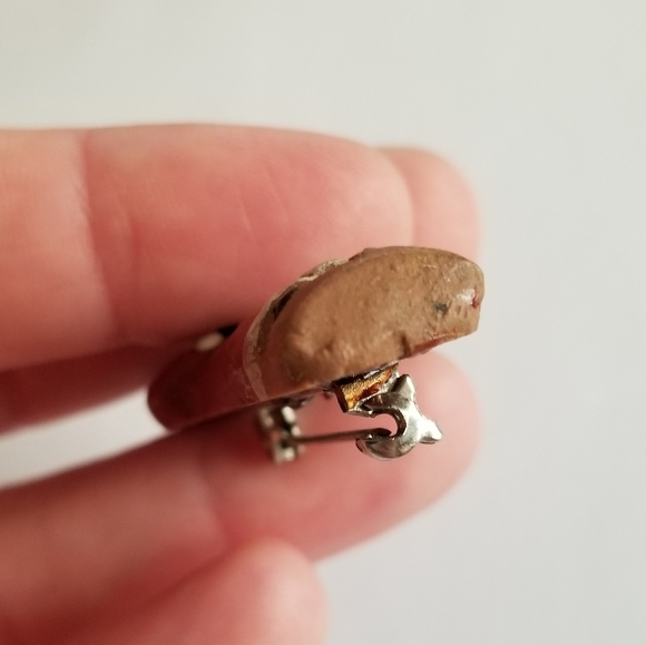 Folk Art Santa brooch pin primitive prim Christmas painted XMas holiday claus - Picture 4 of 8